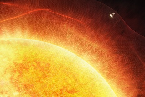 Representação artística da aproximação da sonda Parker ao Sol