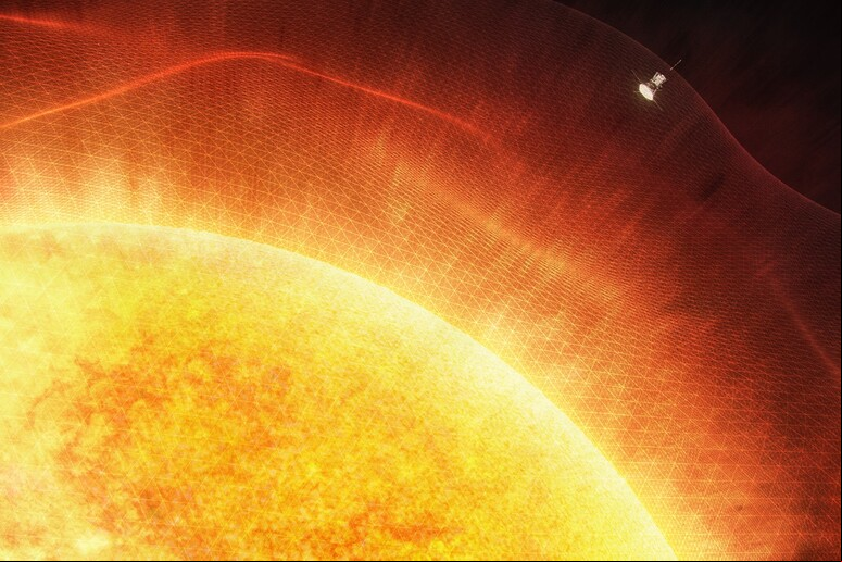 Representação artística da aproximação da sonda Parker ao Sol - TODOS OS DIREITOS RESERVADOS
