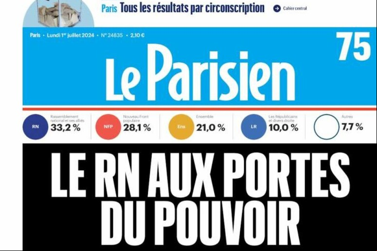 Capa do jornal Le Parisien sobre as eleições locais em julho - TODOS OS DIREITOS RESERVADOS