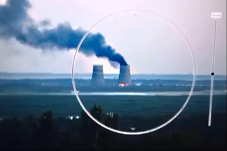 Frame de vídeo mostra incêndio na usina nuclear de Zaporizhzhia - TODOS OS DIREITOS RESERVADOS