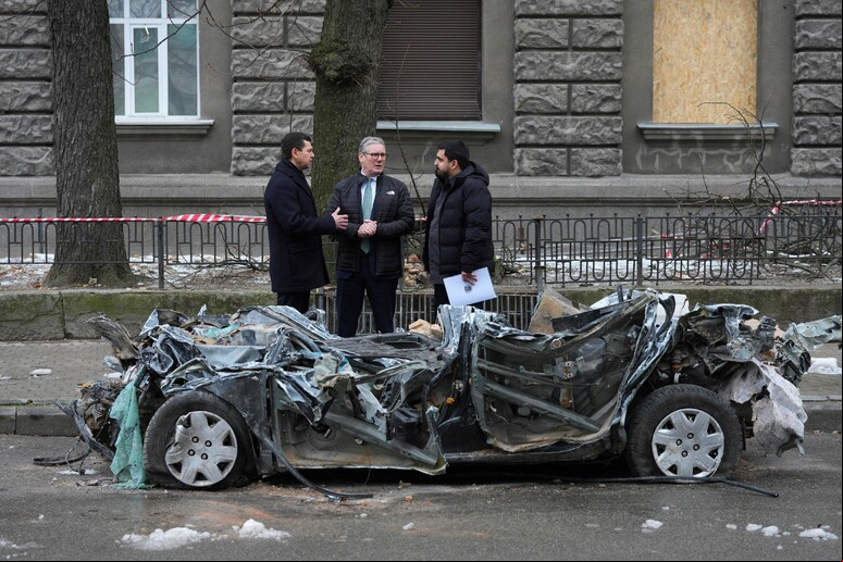 Primeiro-ministro britânico, Keir Starmer, também estava em Kiev no momento das explosões © ANSA/AFP
