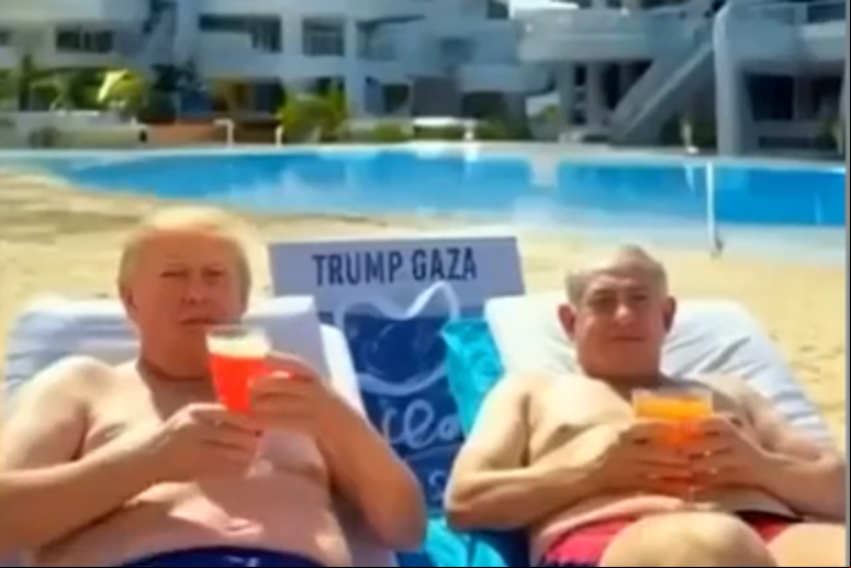 Vídeo traz imagem de Trump e Netanyahu tomando sol em Gaza - TODOS OS DIREITOS RESERVADOS