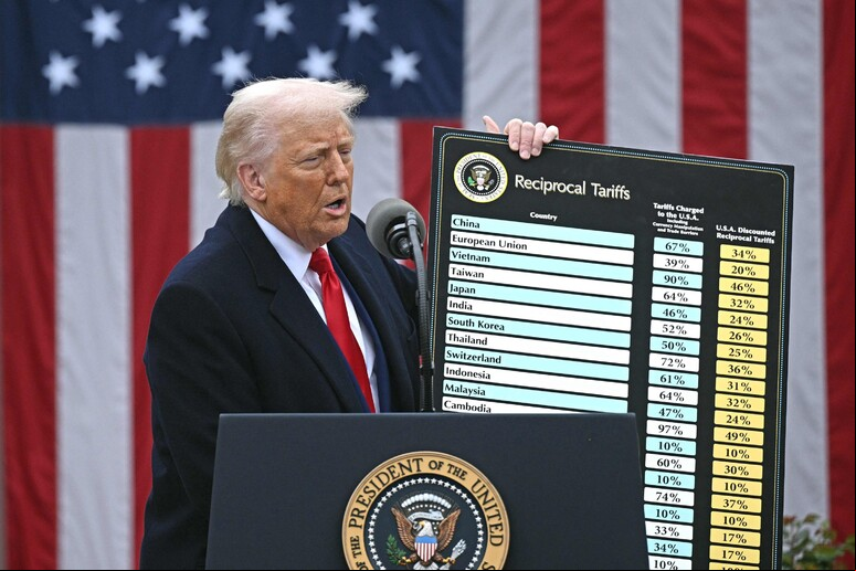 Donald Trump apresenta lista de países afetados por tarifaço © ANSA/AFP