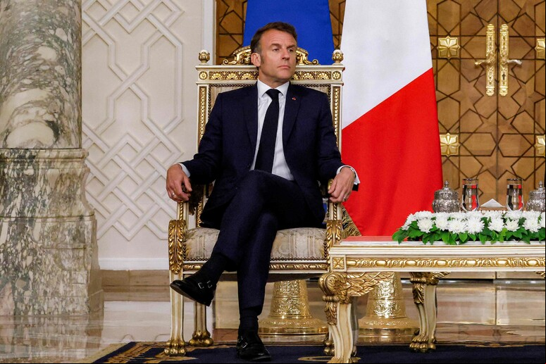Macron participou de uma reunião com Egito e Jordânia sobre a Faixa de Gaza © ANSA/AFP